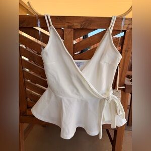 Iris White Ruffle Wrap Tie Tank Top Women’s Assorted Sizes